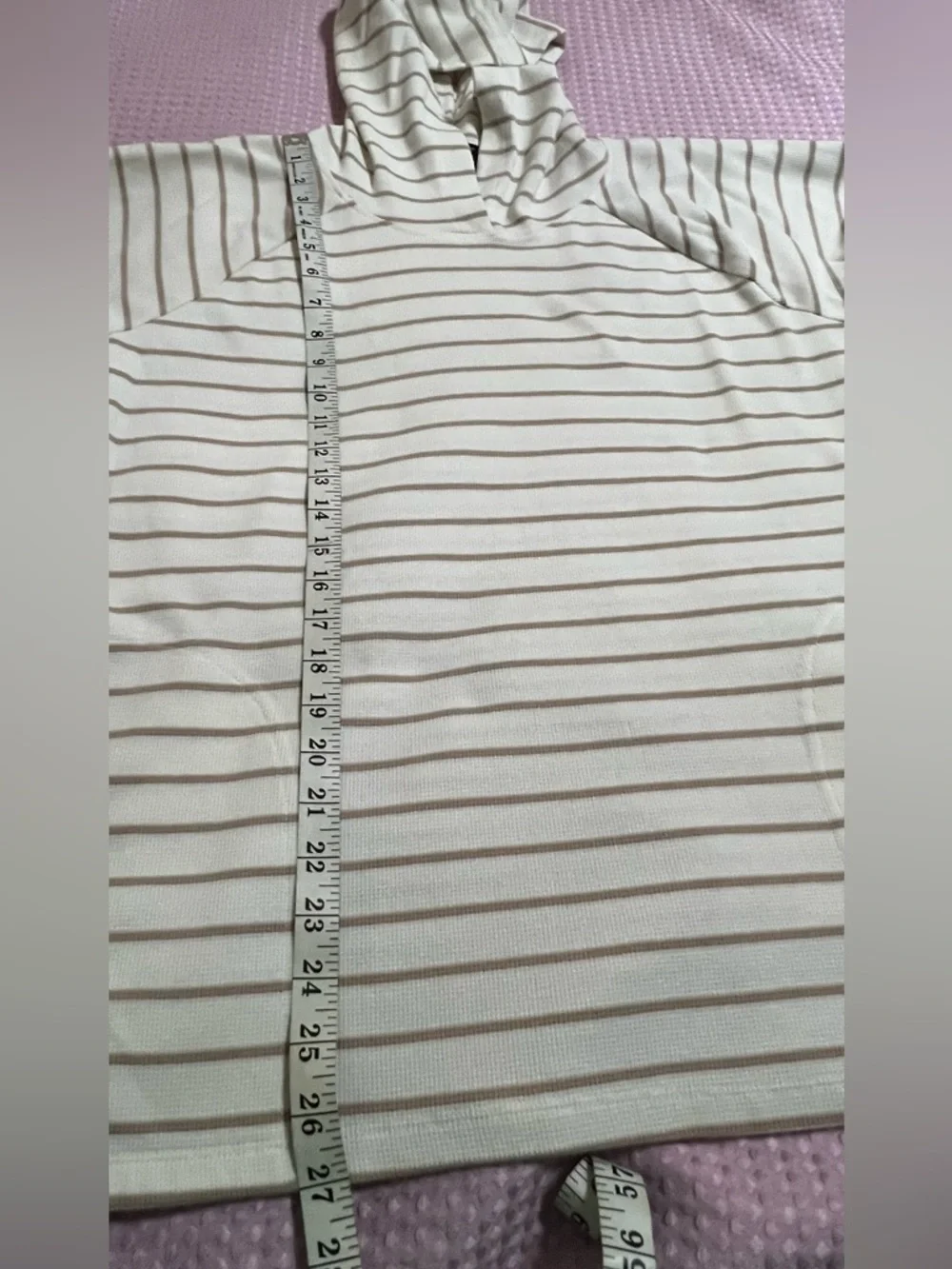 MIA Cream and Light Brown Striped Crewneck Sweater